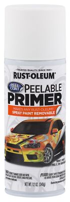 Rust-Oleum 304611 Peel Coat Peelable Primer 12 Oz, 12 Fl Oz (Pack of 1), White