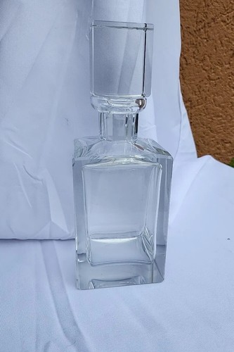VTG 50s Art Deco Posselt HEAVY Clear Crystal Glass Square Liquor DECANTER MCM - Picture 3 of 13