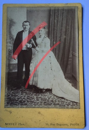 altes orig. s/w Foto KAB Paar Hochzeit Heirat NOIRET RUE DAGUERRE PARIS Vintage