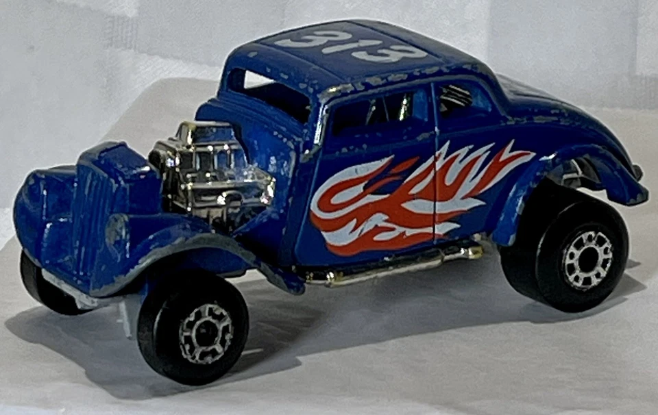 1982 Matchbox 1933 Willys Street Rod White Heat Blue #313 Diecast Plastic Nauru - Image 2 of 4