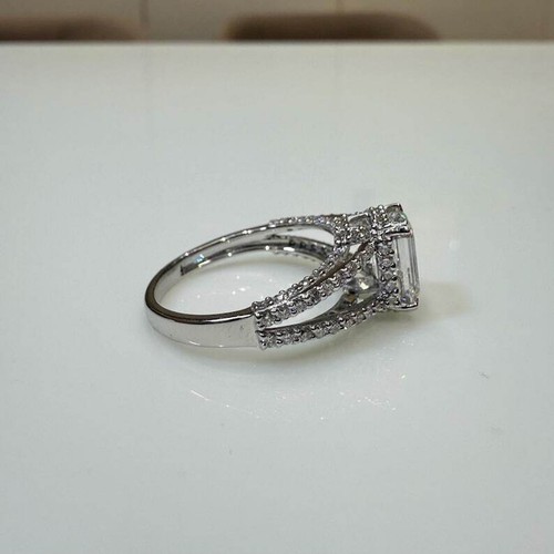 2.30 Carats Emerald Cut Lab Grown Diamond Engagement Wedding Ring 14K White Gold - Picture 5 of 5