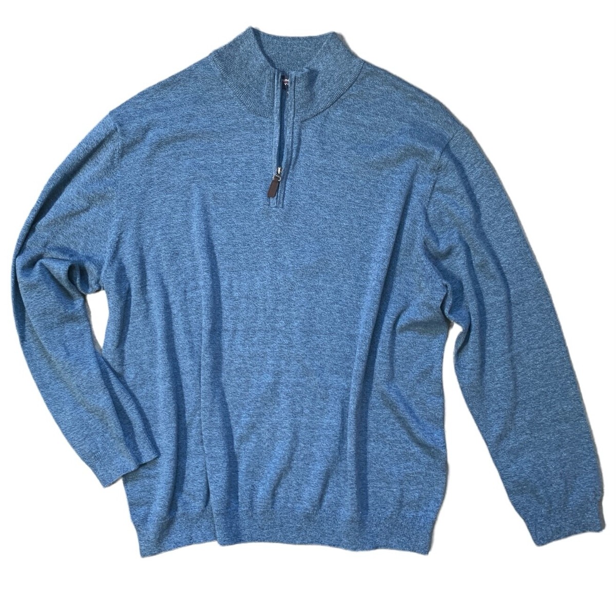 Roundtree & Yorke 1/4 Zip Pullover Light Cotton Blend Sweater Mens