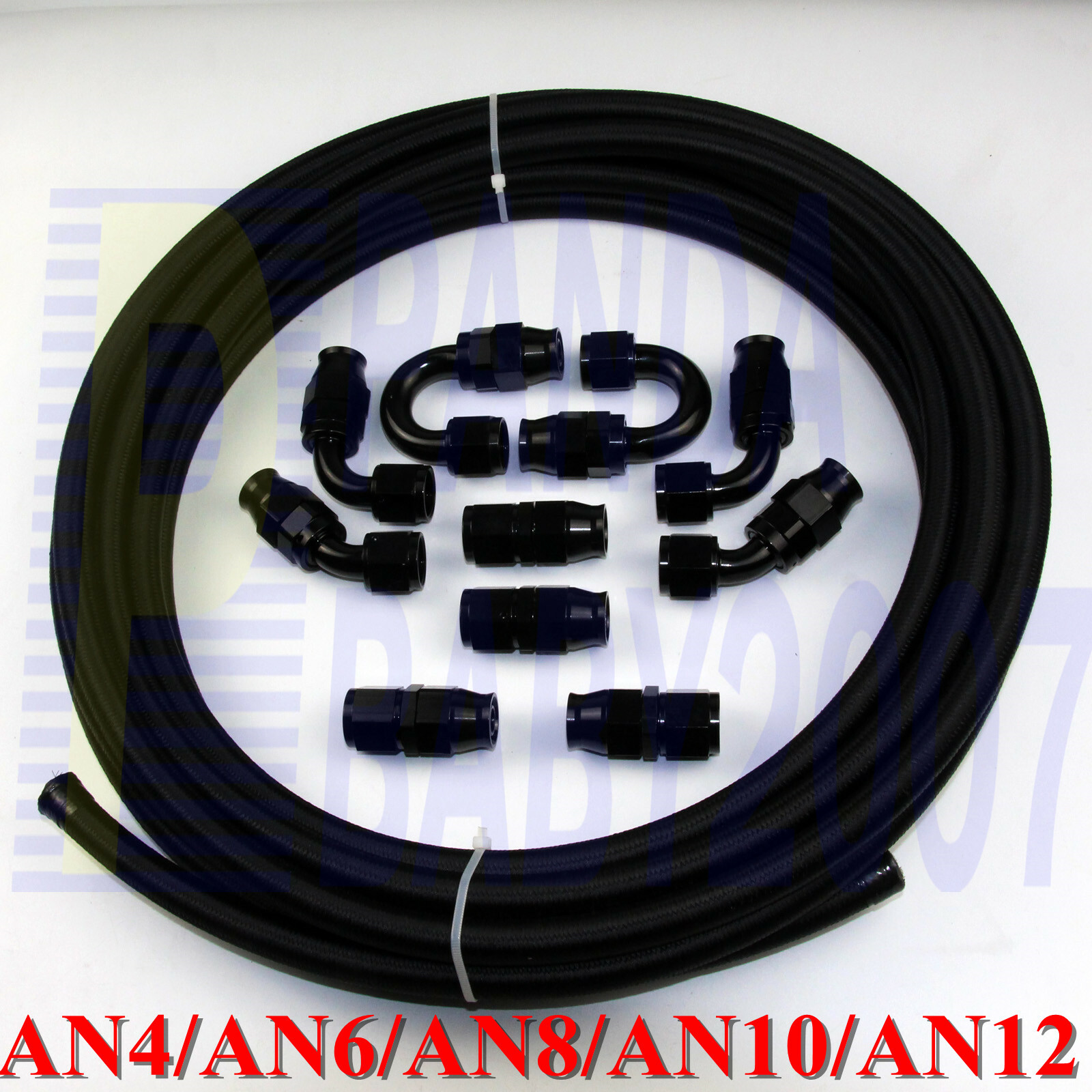 AN4 4AN AN6 6AN AN8 8AN AN10 10AN AN12 12AN PTFE teflon Fitting Hose End Kit 5M