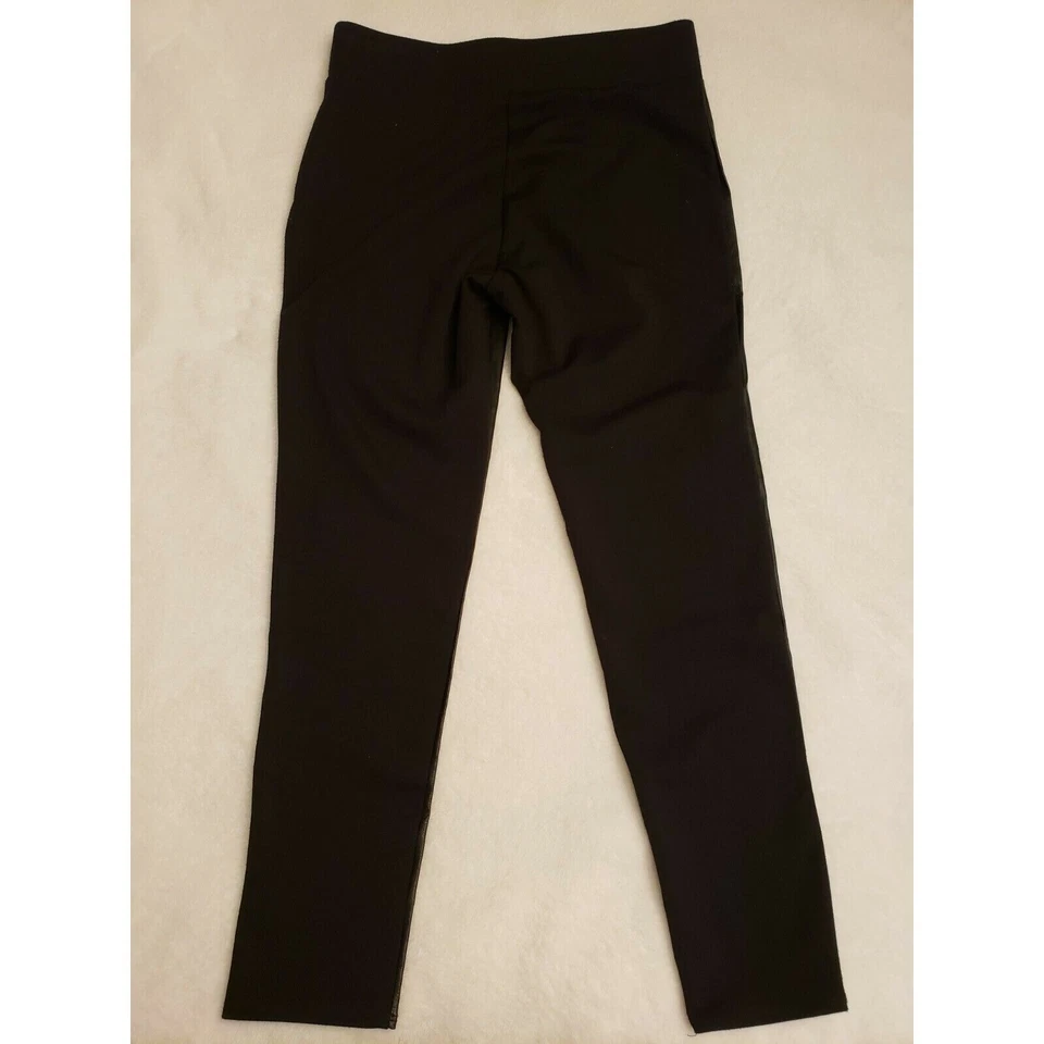 RUBY RD. Women’s Sz 8 Black Dress Pants Flat Front Faux Leather Pull On Skinny - Image 2 of 4