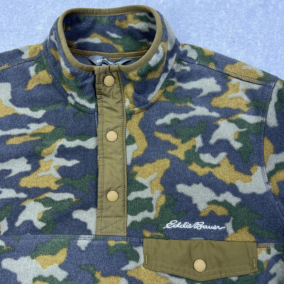 Pullover Eddie Bauer T-Snap polar para hombre mediano camuflaje cuello falso toboganes hongos Foto 2 de 4