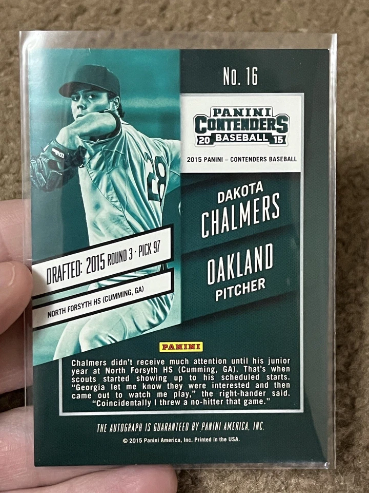 D29757 2015 Panini Contenders Draft Ticket Autographs #16 Dakota Chalmers - Image 2 of 2