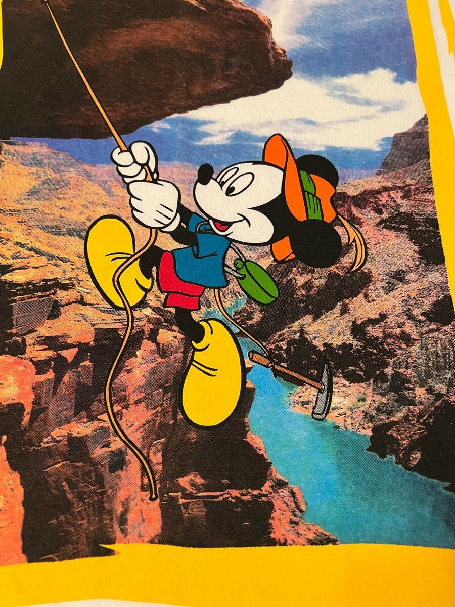 Vintage Mickey Mouse Rock Climbing Disney T Shirt 1X Land N Sea