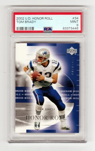 2002 UPPER DECK HONOR ROLL FOOTBALL CARD #34 TOM BRADY PSA 9 NQ NFL PATRIOTS