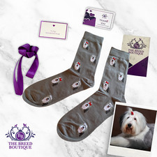 OLD ENGLISH SHEEPDOG PRINT SOCKS UNISEX ONE SIZE FIT UK 5 - 11 EU 38 - 46 OES