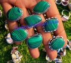 Malachite Gemstone Rings Lot 925 Sterling Silver Plated Bulk Gifted Jewelry