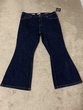 Ava  Viv Jeans Sz 20 Flare High Rise Fitted Hip  Thigh Dark Wash Blue Stretch