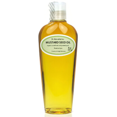 8 Oz Premium Pure Organic Cold Pressed Best Fresh Mustard Seed Oil DR. ADORABLE