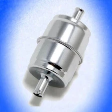 FUEL FILTER CHROME PETROL Universal 10mm Fuel Line US Cars CHROME FILTER