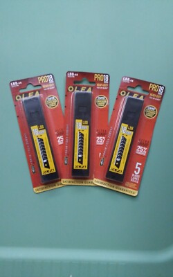 OLFA PRO Heavy Duty Carbon Steel 18mm 8 Point Snap Blade  LOT of 3  (15 Blades)