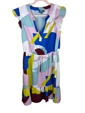 Modcloth As You Love It Ruffle Geometric Dress Boho Retro Party Cocktail Dress M