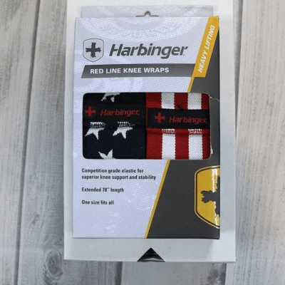 NEW Harbinger Red Line Workout Squatting Knee Wraps Compression Fitness America - Image 1 of 3