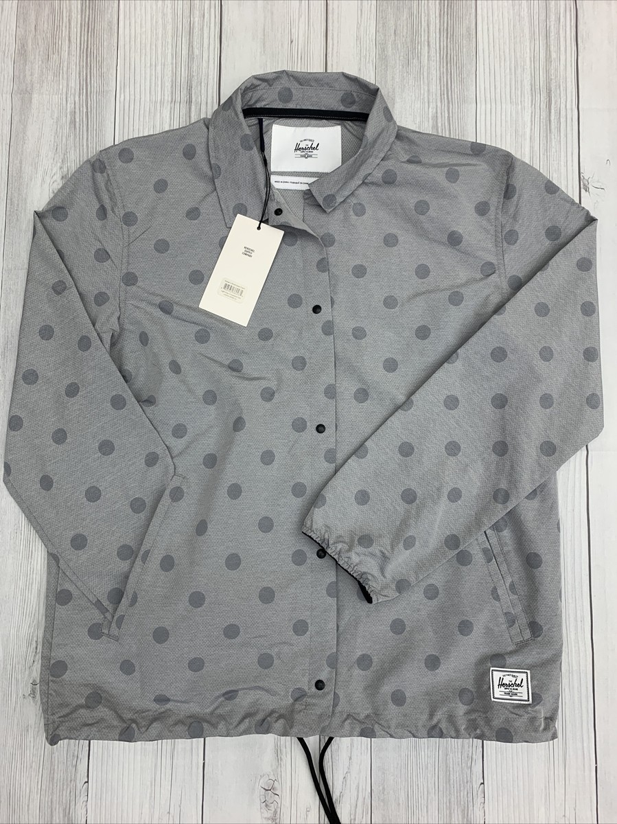 Herschel Windbreaker Coach Jacket Light Gray Crosshatch Dot Women’s S￼