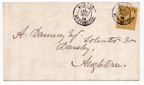 1882 25c Cover Biarrits Biarritz France - UK British Vice Consulate 25c Yellow - Picture 1 of 2