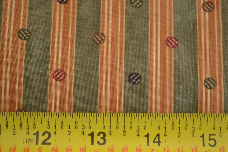 By 1/2 Yd, Gold Green Striped Cotton, Moda/Kansas Troubles/Wrapped Paisley,M8798 - Image 3 of 4