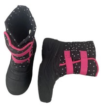 Wonder Nation Black Pink Polka Dots Hearts Snow Boots Baby Toddler Size 4
