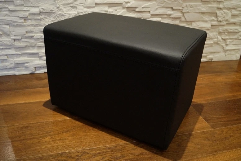 Schwarz Echtleder Hocker Sitzhocker Leder Sitzwürfel 60x40x40 Würfel Lederhocker - Bild 3 von 3