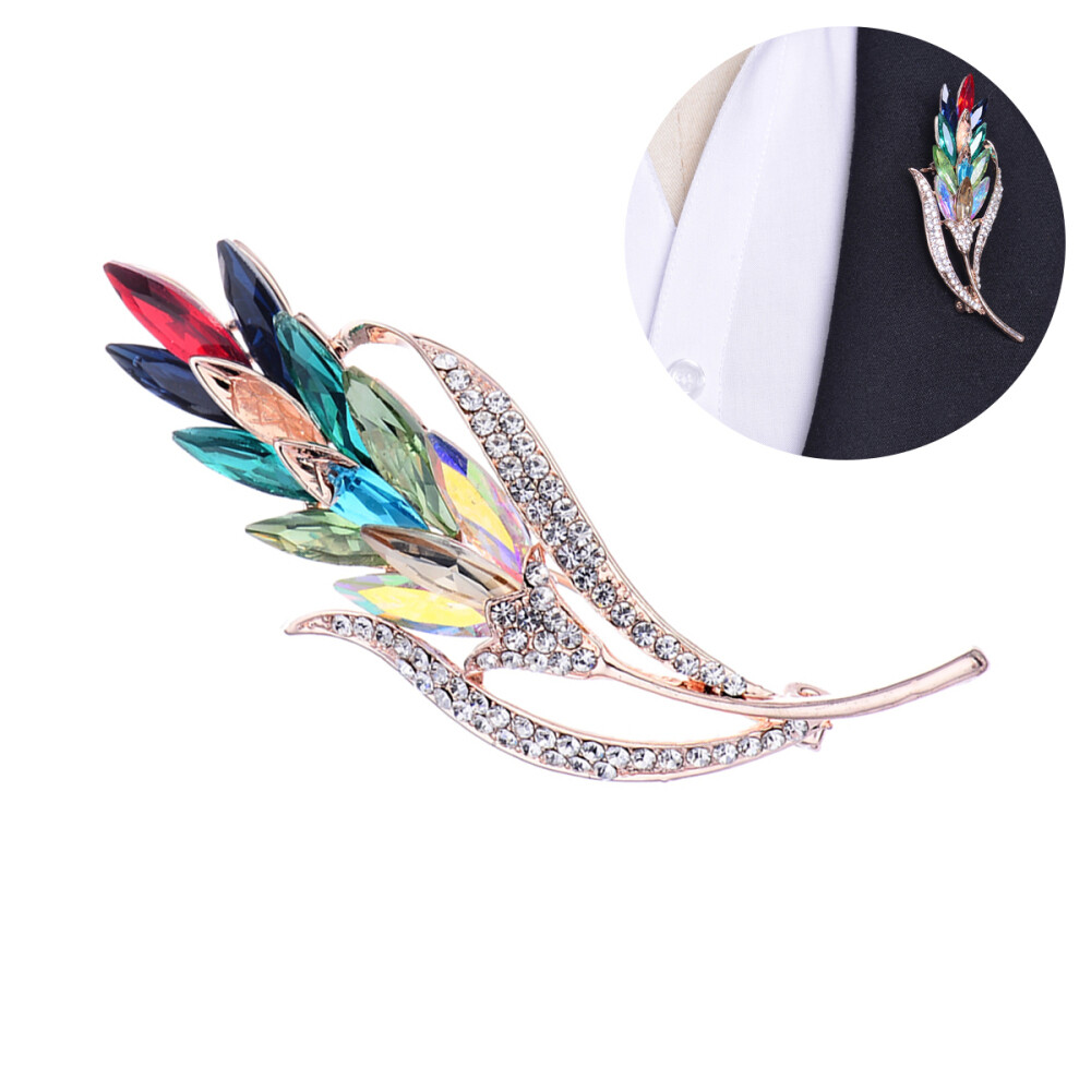 Rhinestone Brooch Colorful Wheat Brooches Rhinestones Brooch Pin Hat Decoration