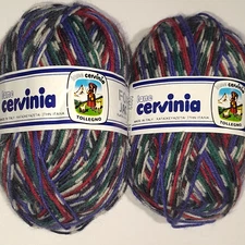 Lane Cervinia Sock Yarn #10 Variegated Self Striping 50 gram Skein Lot of 2