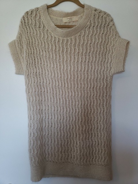 Zara Knit Short Sleeve Sweater Beige Medium Sheer | eBay