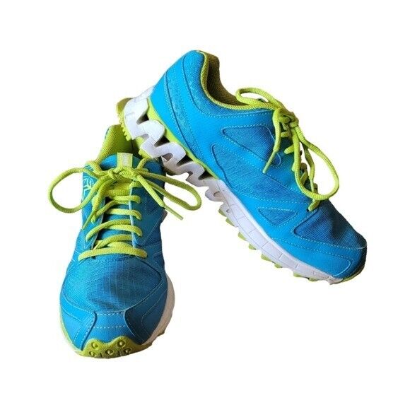 Reebok Blue and Lime Green Zigtech Athletic Running Shoes Reebok Blue and Lime Green Zigtech Athletic Running Shoes