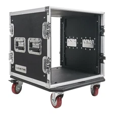 Sound Town 10U Rack/Road Case,  with 21” Depth, Casters, Plywood (STRC-10UW)