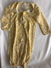 Carter's Layette Baby Sleeper Gown One Size Yellow White Vintage Angel Print