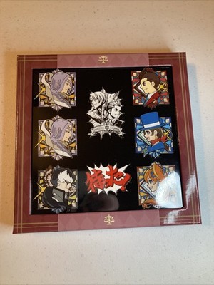 Apollo Justice Ace Attorney Stained Glass Enamel Pin Box Set Phoenix Wright Erro
