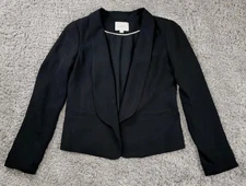LOFT Women's Blazer Jacket Black Open Front Lined Career Size 2