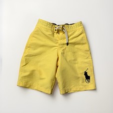 Polo Ralph Lauren Boys Size 8 S Blue Swim Trunks Yellow Big Pony Board Shorts