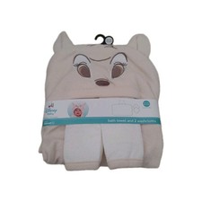NEW Disney Baby Wishes Dreams Bambi Baby Bath Set Hooded Towel 2 Washclothes