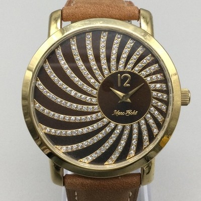 Marc Ecko Womens Watch 40mm Brown Dial Gold Tone Crystals E85060L1 New Battery