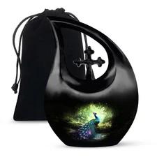 Peacock Human Ashes Adult Father Unique Memorial Dad Urn Large Cremation 10 Inch