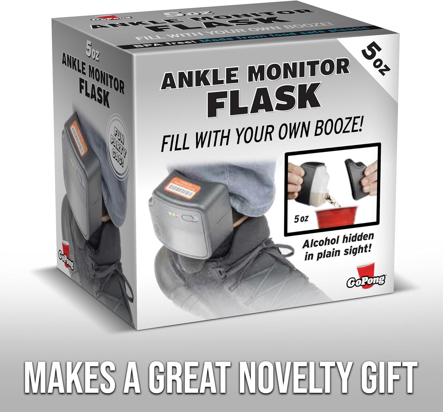 Gopong Ankle Monitor Flask (5 Oz) - Hidden Alcohol Flask - Funny Liquor Gift for