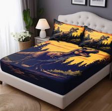 79. Cartoon Dinosaurs Fitted Sheet Set Personalised Custom Flat Sheet Bed Decor