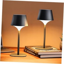 2 Pack Cordless Table Lamp, Portable LED Desk Lamp, 3 Color Stepless Black
