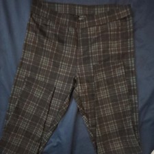 Simply Vera Vera Wang Women's Plaid Dress Pants Stretch Brown Gray 6 30"