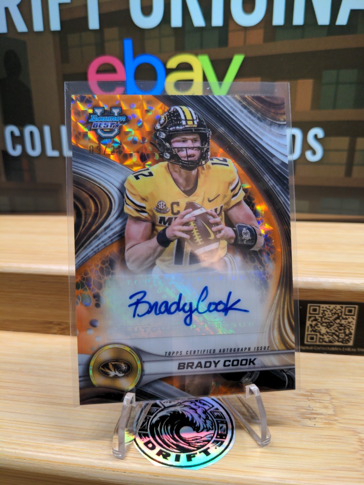 BRADY COOK, 2024 Bowman Best University Orange Geometric AUTO 09/25 Mizzou SSP