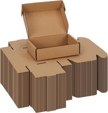 6x4x1.5 Small Shipping Boxes, 100 Pack Brown Kraft Folding Mailer Boxes, 3-Pl...