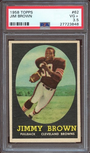 1958 Topps #62 JIM BROWN Rookie Graded PSA 3.5