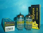 2 Sylvania 12AV7 Tubes Halo Getters NOS/NIB