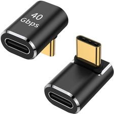 USB C 90 Degree Adapter, Right Angle L Shape USB Type C Male to Female 2 Pack 