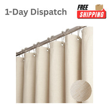 BTTN 84x72 Linen Textured Waterproof Shower Curtain Beige Cream