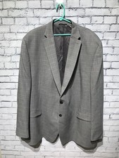 Ralph Lauren, Men 54XL, Gray Silk  Wool Plaid Long Sleeve Suit Jacket/Blazer