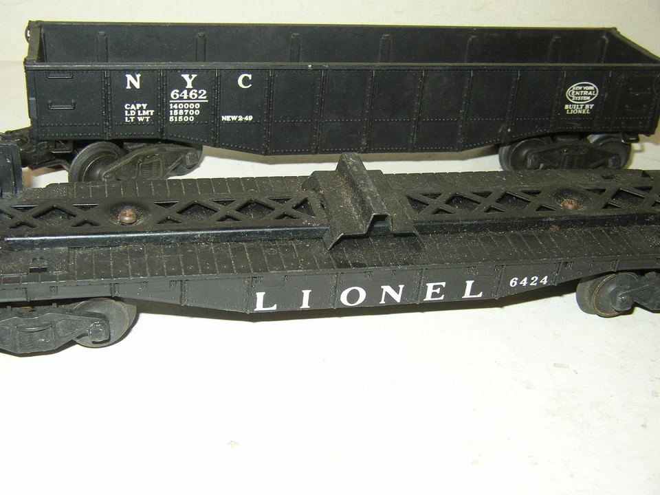 4 Lionel Pennsylvania 9162 N5c caboose 6424 automobile flat NYC 6462 Gondola - Image 2 of 4