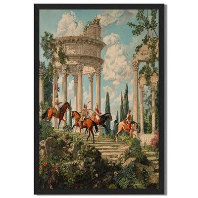 Ancient Roman Cavalcade Framed Canvas Print Wall Art